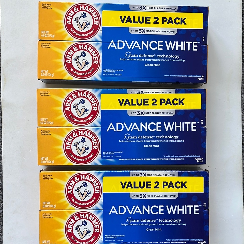 Lot of 3  2-packs Arm and Hammer toothpastes-Clean Mint
